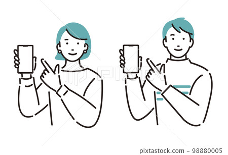 一群男人和女人指著智能手機 一群男人和女人指著智能手機 98880005
