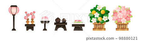 Watercolor-style hina doll accessories 98880121