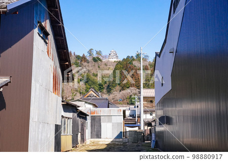 俯瞰郡上八幡街景的郡上八幡城（岐阜縣郡上市） 98880917