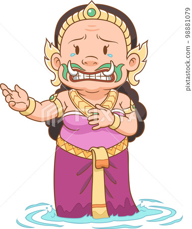 Cartoon character of a woman giant, in Thai ancient literature. Cartoon character of a woman giant, in Thai ancient literature. 98881079