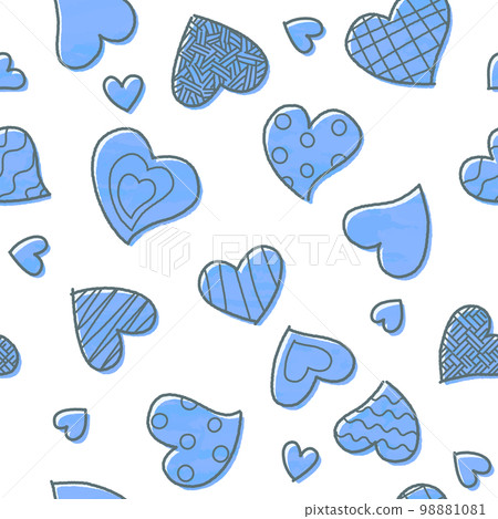 Hand-drawn style heart seamless pattern (blue) 98881081