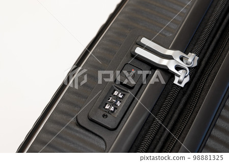 Zipper and digital lock on the suitcase with space for an inscription Zipper and digital lock on the suitcase with space for an inscription 98881325