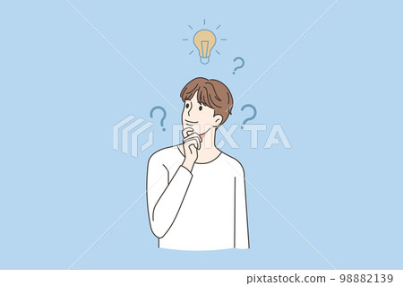 Young man thinking of innovative idea Young man thinking of innovative idea 98882139