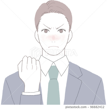 穿著憤怒西裝的清爽青年Pose ver握拳 98882412