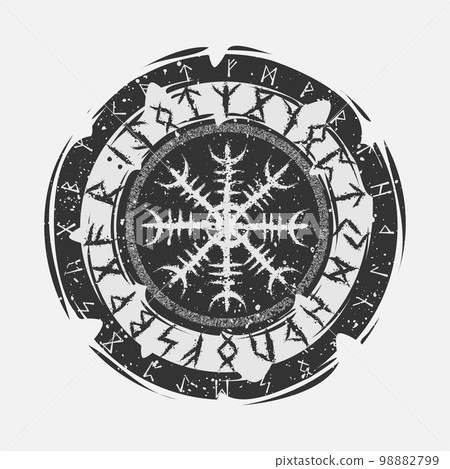 Viking symbol rune dark circle shield 98882799