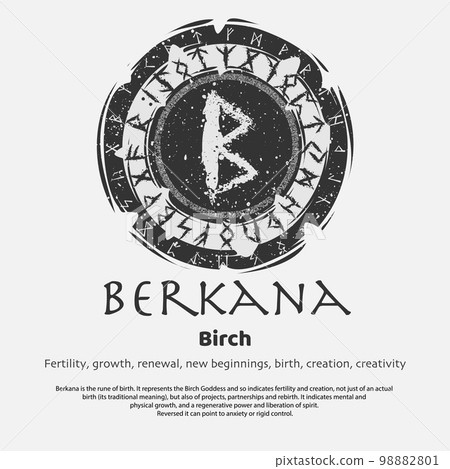 Viking Berkana rune dark circle shield 98882801