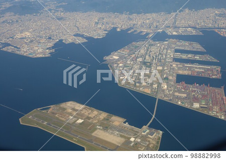 從空中看日本：神戶、明石、明石海峽大橋、神戶、兵庫、神戶港、神戶 98882998