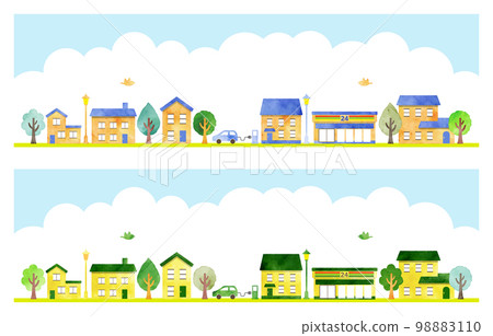 Watercolor cityscape illustration set (color A) Watercolor cityscape illustration set (color A) 98883110