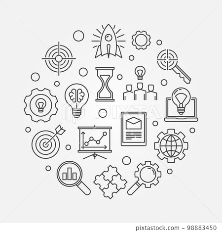 Research round vector illustration in thin line style 98883450