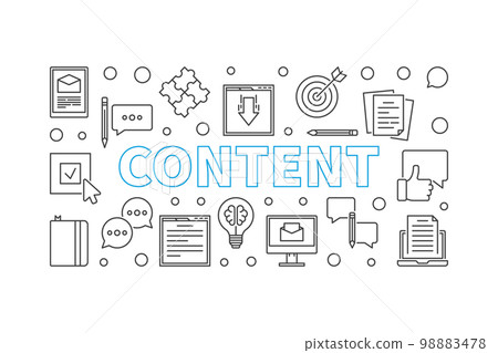 Content outline vector minimal horizontal banner 98883478