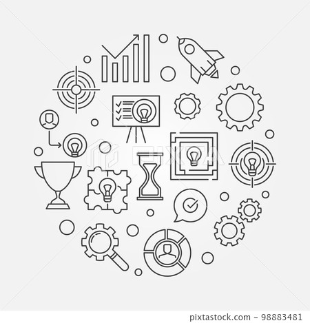 Business Strategy round vector illustration in outline style Business Strategy round vector illustration in outline style 98883481