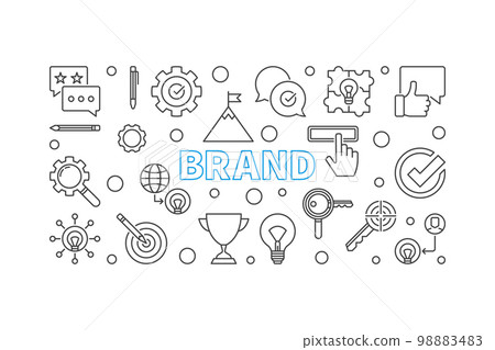 Brand vector minimal horizontal banner in thin line style 98883483
