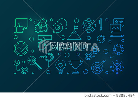 Brand vector colored horizontal banner in thin line style 98883484