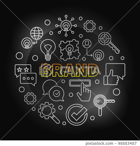 Brand round vector silver illustration in thin line style 98883487
