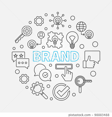 Brand round vector illustration in thin line style Brand round vector illustration in thin line style 98883488