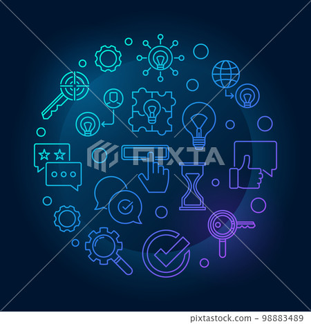 Brand round vector blue creative illustration in thin line style 98883489