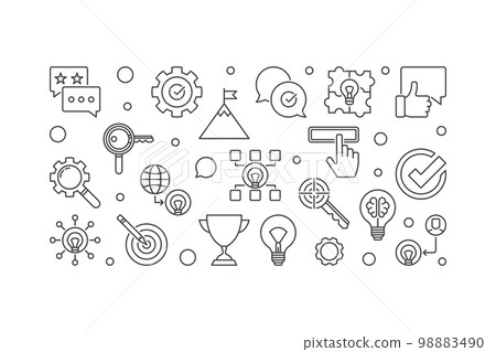 Brand vector minimal horizontal banner in thin line style 98883490