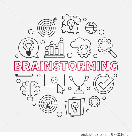 Brainstorming creative round vector outline... - Stock Illustration ...