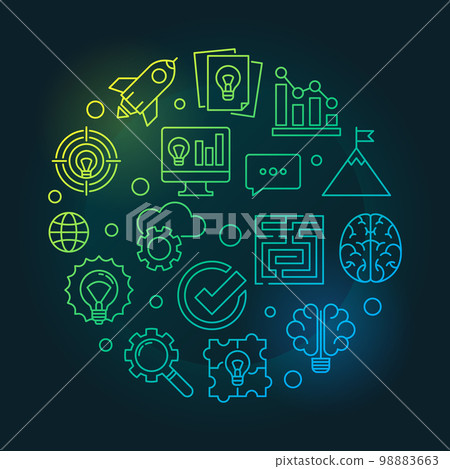 Brainstorm round creative thin line vector illustration Brainstorm round creative thin line vector illustration 98883663