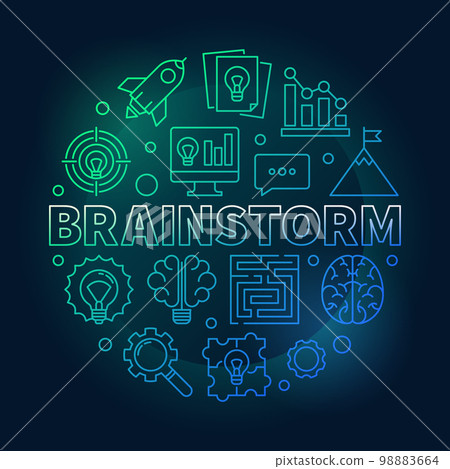 Brainstorm round colored vector outline illustration Brainstorm round colored vector outline illustration 98883664