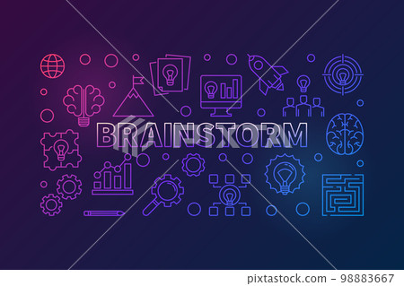 Brainstorm outline colorful horizontal vector illustration 98883667