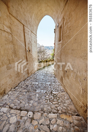 Breathtaking view of the ancient town of Matera, southern Italy. Breathtaking view of the ancient town of Matera, southern Italy. 98883676