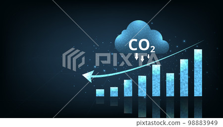 Graph of the decline in carbon dioxide levels. Graph of the decline in carbon dioxide levels. 98883949