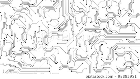 Black circuit diagram on white background. Black circuit diagram on white background. 98883951
