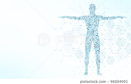 Vector illustration of the human body with structure molecules DNA. Concept and idea for medicine, healthcare medical, science, and technology 98884091
