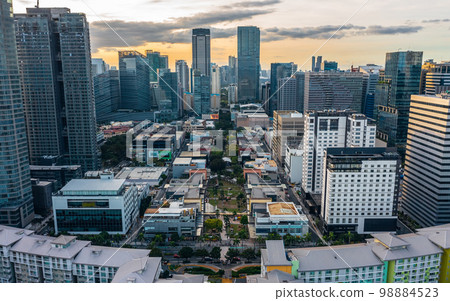 Aerial view of Bonifacio Global City. It is a financial business district in Taguig, Metro Manila, Philippines 98884523