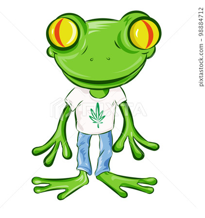Frog Cartoon Character with t shirt . isolated on white Frog Cartoon Character with t shirt . isolated on white 98884712