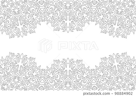 Coloring book art with ornate organic border 98884902