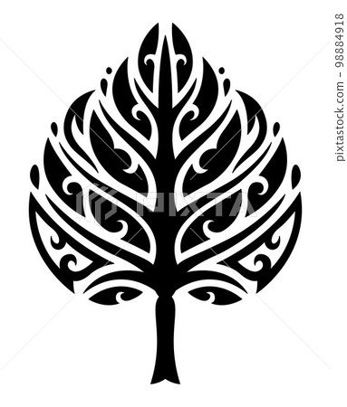 Tribal tattoo art with black vintage leaf Tribal tattoo art with black vintage leaf 98884918