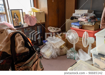 Storage room (closet) in an old house with lots of things 98885142