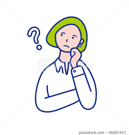 20 多歲至 40 多歲女性上半身的插圖素材,帶有懷疑和傾斜頭部的形象 20 多歲至 40 多歲女性上半身的插圖素材,帶有懷疑和傾斜頭部的形象 98885413