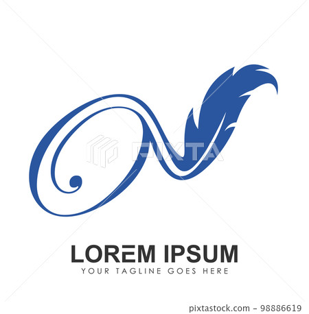 Feather Monogram Logo Initial Letter O 98886619