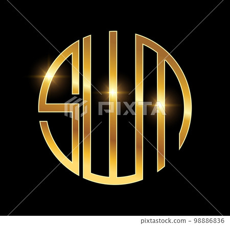 golden monogram logo initial letters SWM 98886836