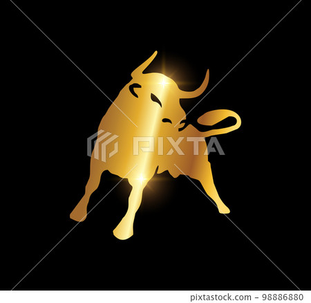 Golden Bull Vector Illustration Icon 98886880