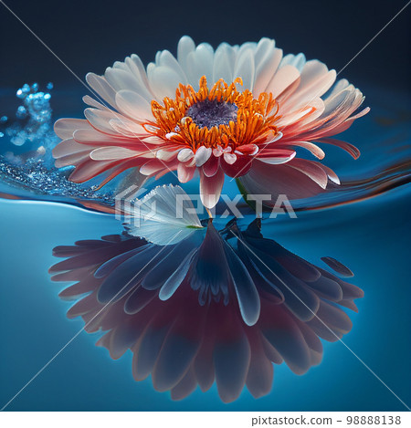 Beautiful purple flower floats in clear clear blue water close-up, for advertising banners of SPA salons, cosmetics, travel agencies 98888138