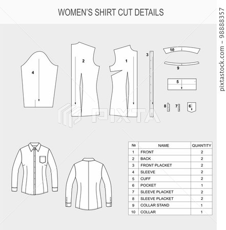 Women's shirt cut details. 98888357
