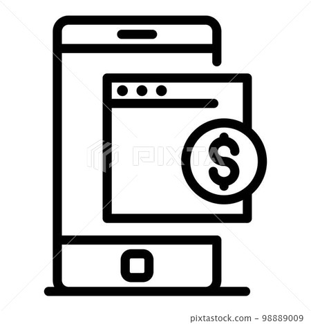 Phone browser icon. Outline phone browser vector icon for web design isolated on white background Phone browser icon. Outline phone browser vector icon for web design isolated on white background 98889009
