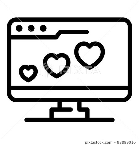 Love browser icon. Outline love browser vector icon for web design isolated on white background 98889010