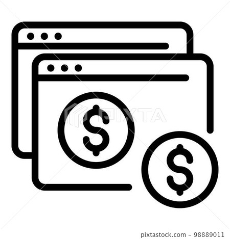 Paid browser icon. Outline paid browser vector icon for web design isolated on white background 98889011