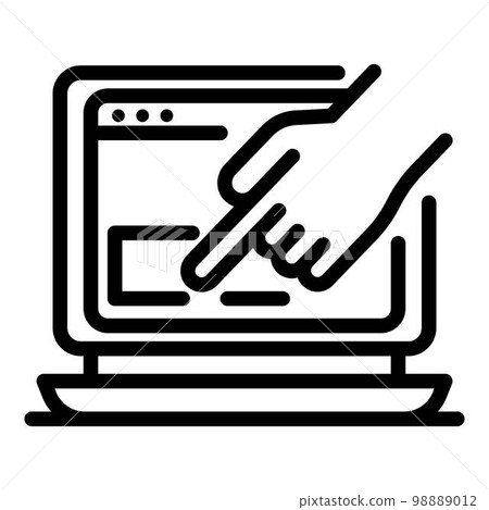Click on browser icon. Outline click on browser vector icon for web design isolated on white background Click on browser icon. Outline click on browser vector icon for web design isolated on white background 98889012