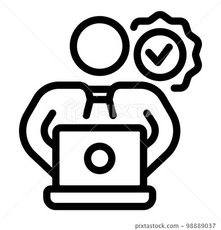 Quality assurance man icon. Outline quality assurance man vector icon for web design isolated on white background 98889037