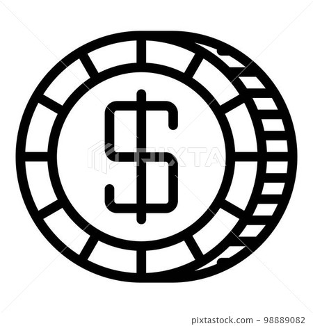 Bank coins icon. Outline bank coins vector icon for web design isolated on white background 98889082