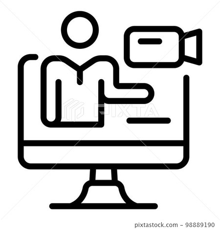 Device video call icon. Outline device video call vector icon for web design isolated on white background Device video call icon. Outline device video call vector icon for web design isolated on white background 98889190