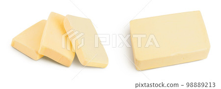 butter isolated on white background with full depth of field. Top view. Flat lay 98889213