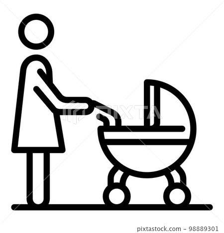 Baby carriage icon. Outline baby carriage vector icon for web design isolated on white background 98889301