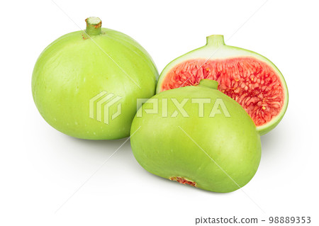 Ripe green fig fruit isolated on white background with full depth of field Ripe green fig fruit isolated on white background with full depth of field 98889353